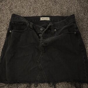 Madewell Black Button-Front Denim Mini Skirt